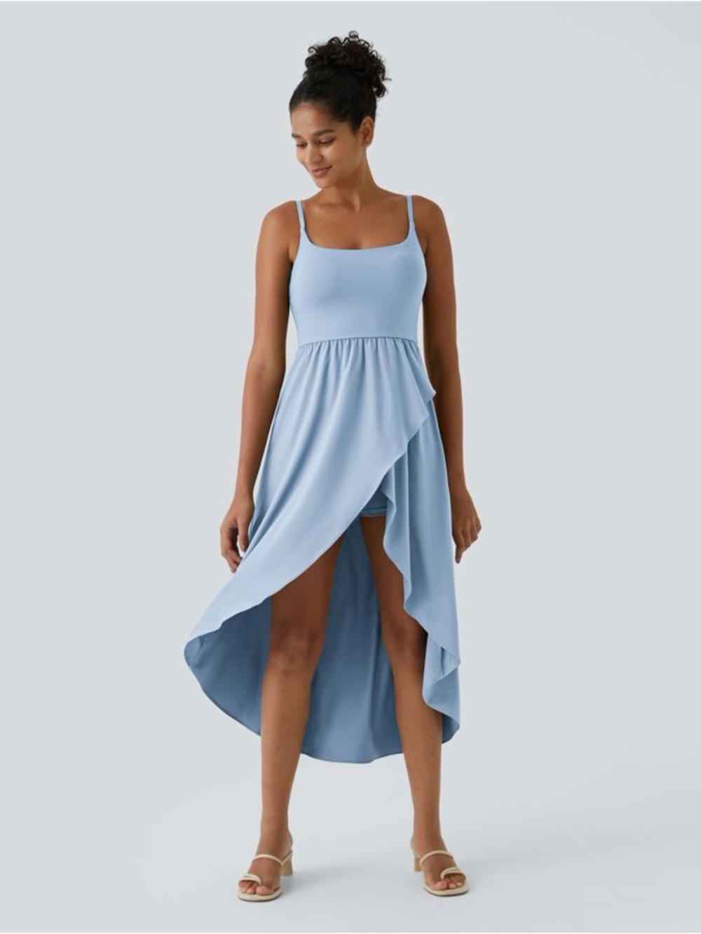 HALARA Sky Blue Hi-Low Sleeveless Dress
